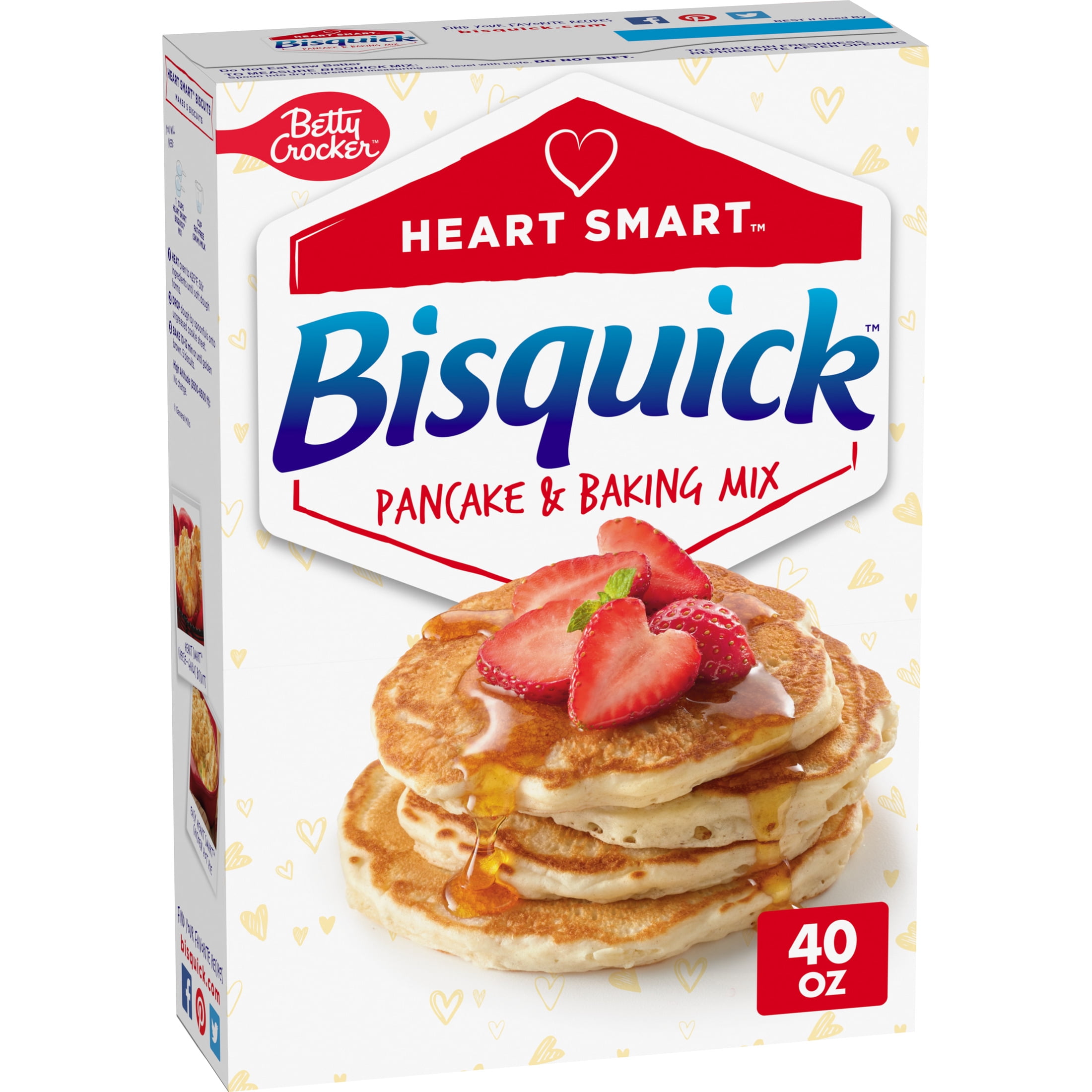 Betty Crocker Bisquick Pancake and Baking Mix, Cholesterol Free, Heart Smart, 40 oz