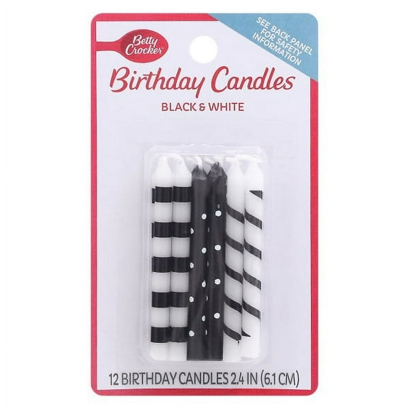 Betty Crocker Black and White Candle - 12 Count