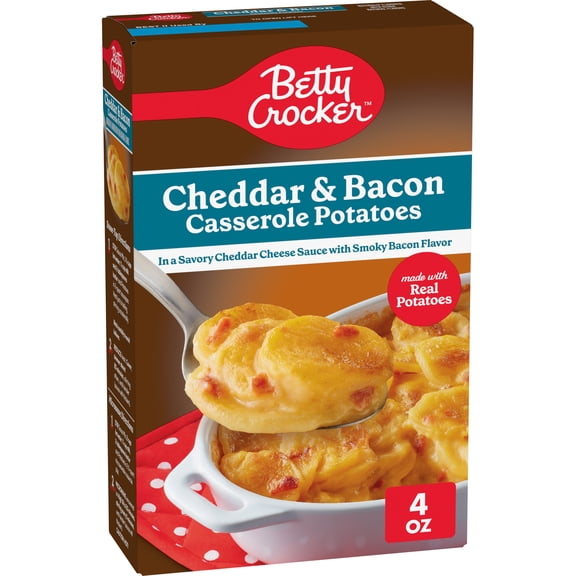 Betty Crocker Cheddar and Bacon Casserole Potatoes, Made with Real Cheese, 4 oz Box