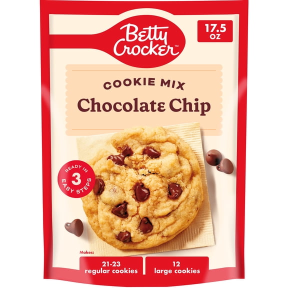 Betty Crocker Chocolate Chip Cookie Mix, Ready in 3 Easy Steps, 1 Bag, 17.5 oz