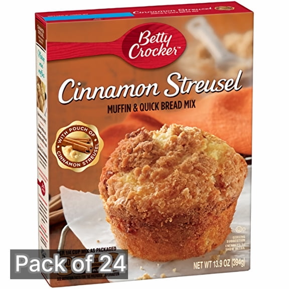 Betty Crocker Cinnamon Streusel Muffin and Quick Bread Mix, 13.9 oz (Pack of 24)