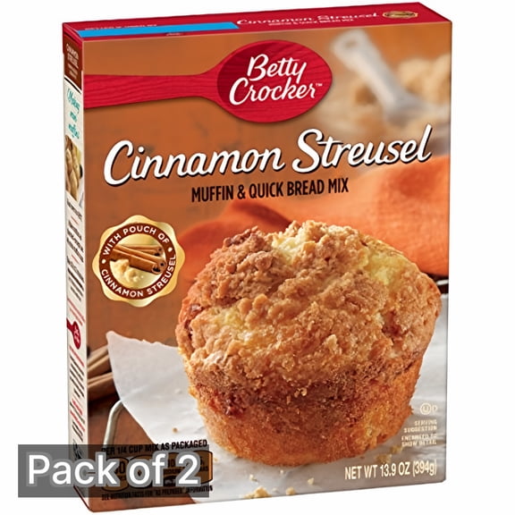 Betty Crocker Cinnamon Streusel Muffin and Quick Bread Mix, 13.9 oz (Pack of 2)