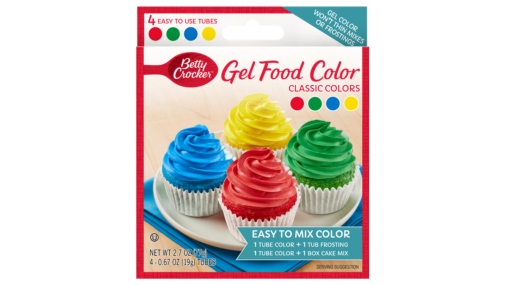 Betty Crocker Decorating Gel Food Color in Classic Colors, 2.7 oz ...