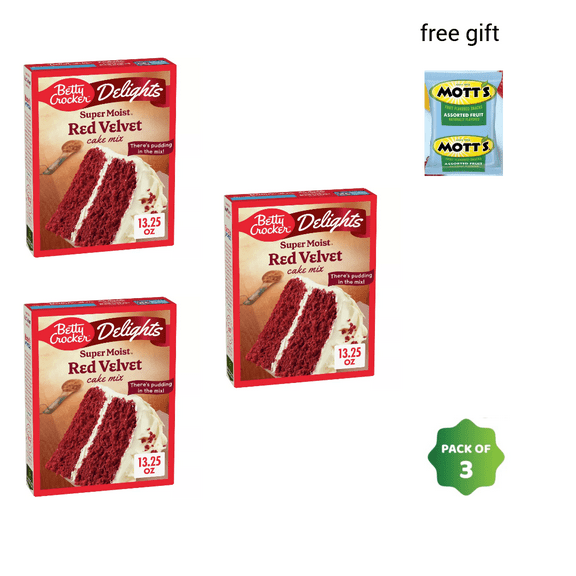 Betty Crocker Delights Red Velvet Super Moist Cake Mix - 13.25oz PACK OF 3