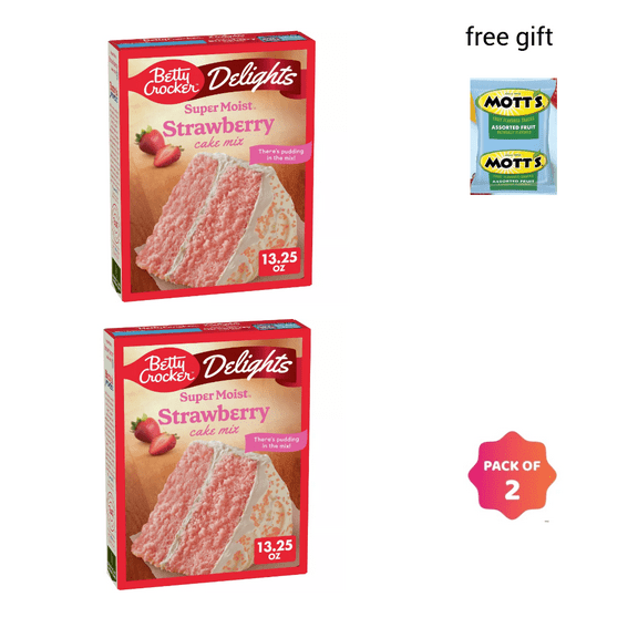 Betty Crocker Delights Strawberry Super Moist Cake Mix - 13.25oz PACK OF 2
