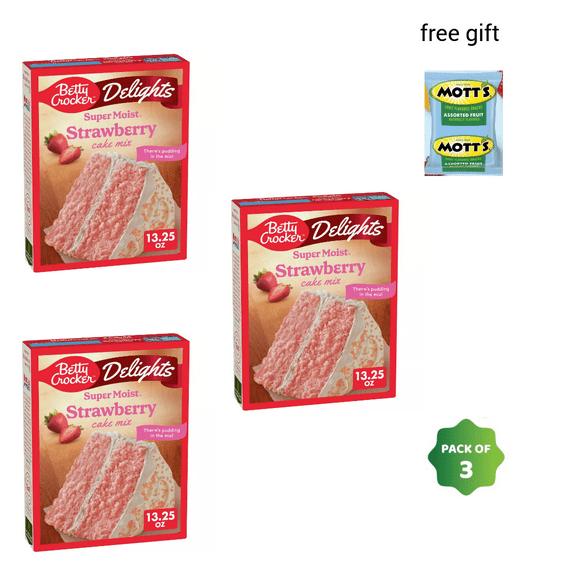 Betty Crocker Delights Strawberry Super Moist Cake Mix - 13.25oz PACK OF 3