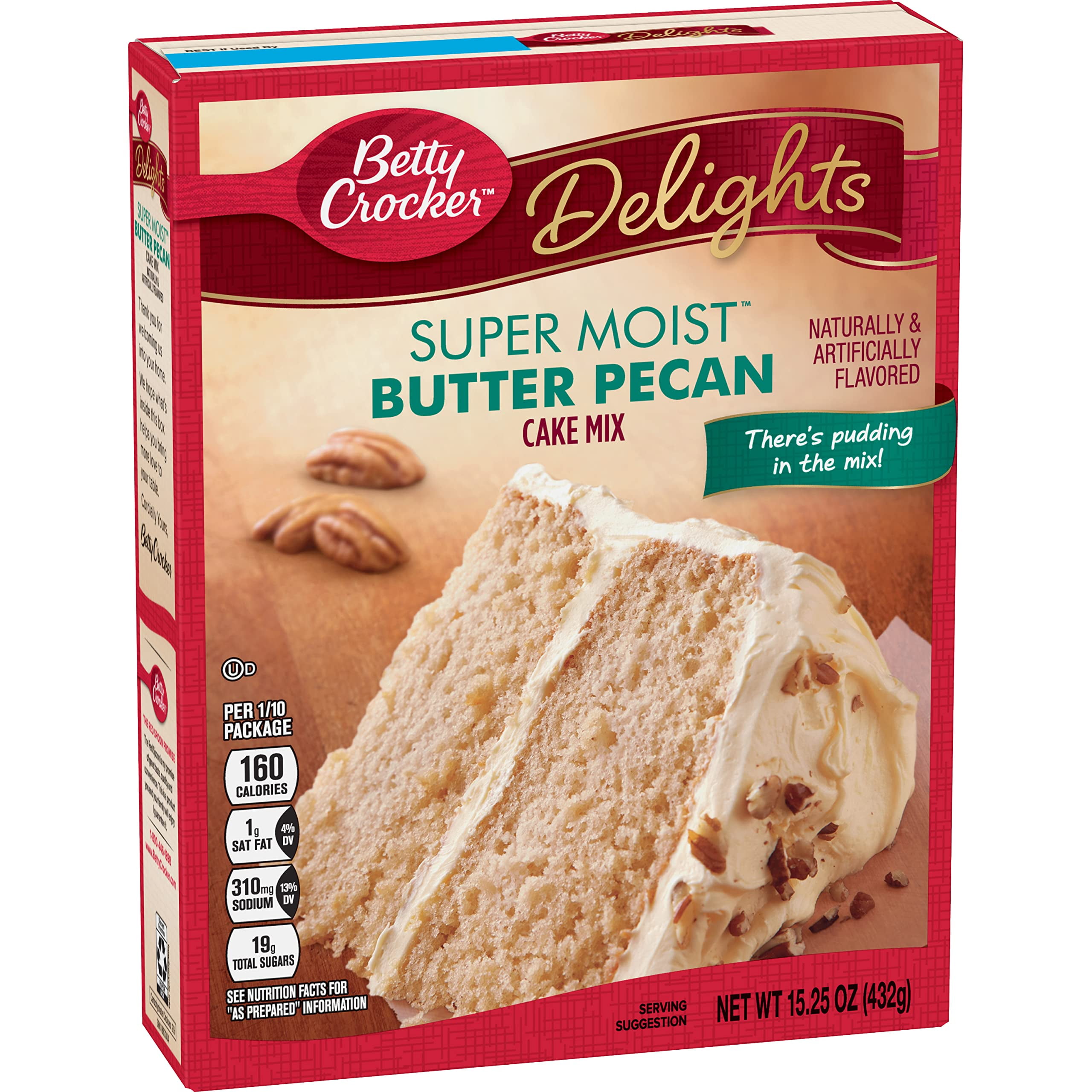 Betty Crocker Delights Super Moist Butter Pecan Cake Mix, 15.25 Oz. Packaging May Vary