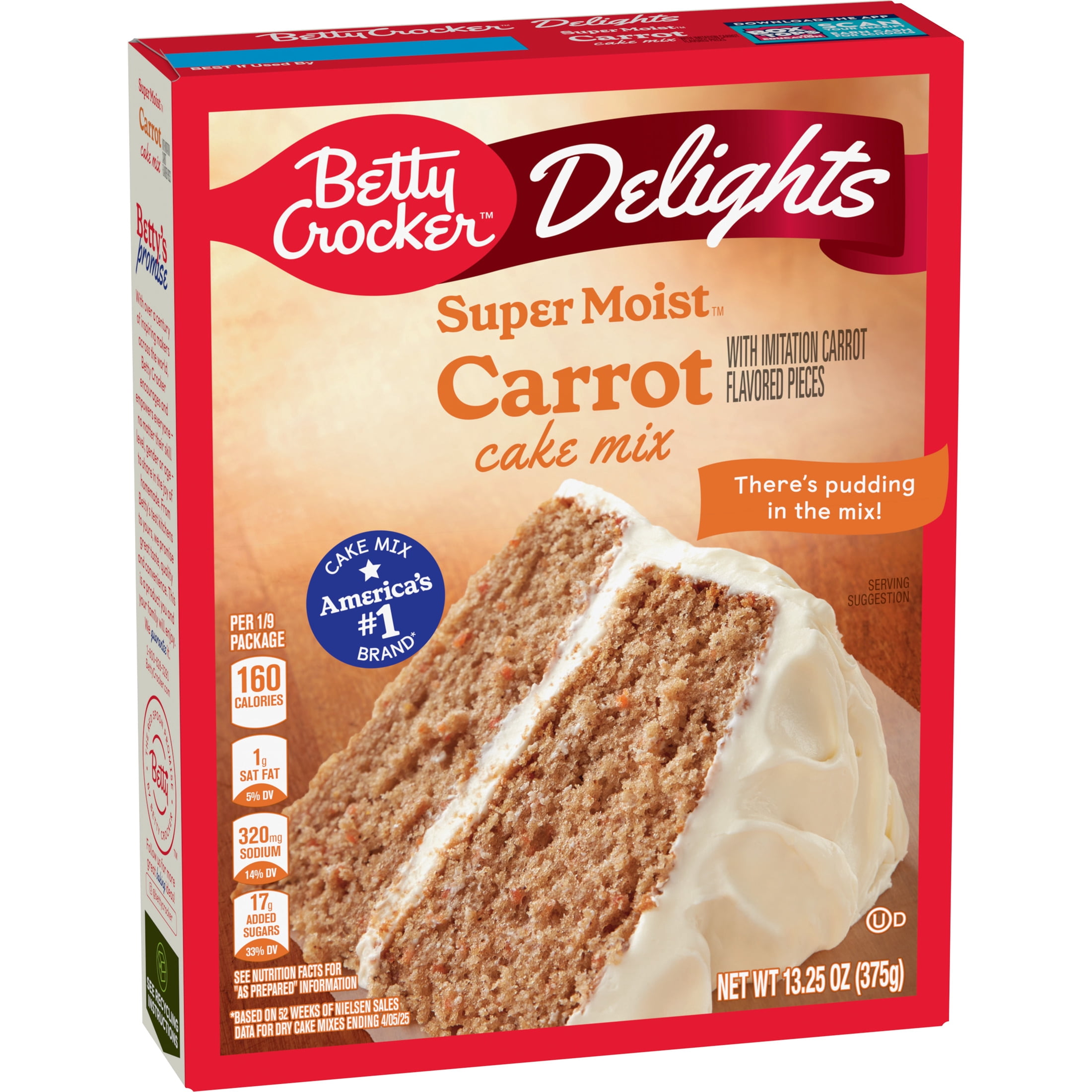 Betty Crocker Carrot Cake Mix 13.25 oz Moist Pudding in Mix for