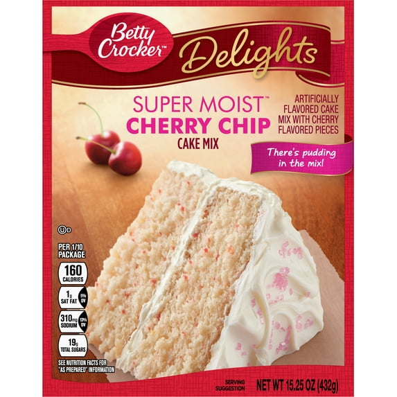 Betty Crocker Delights Super Moist Cherry Chip Cake Mix, 15.25 oz.