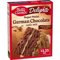 Betty Crocker Delights Super Moist German Chocolate Cake Mix, 13.25oz, Shelf Stable, Cardboard Box