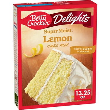 Betty Crocker Delights Super Moist Lemon Cake Baking Mix, 13.25oz, Shelf Stable, Cardboard Box, New