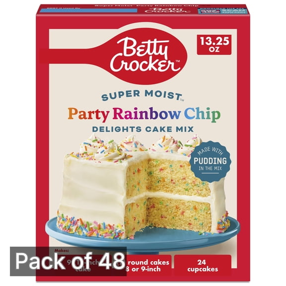 Betty Crocker Delights Party Rainbow Chip Cake Mix 13.25 oz Box (Pack of 48)