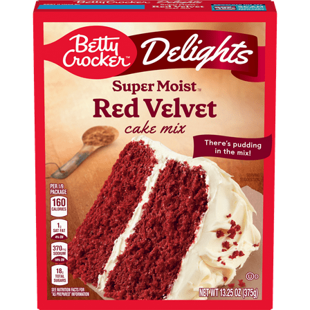 (8 pack) Betty Crocker Delights Super Moist Red Velvet Cake Mix, 13.25 oz.