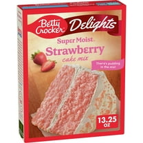 Betty Crocker Delights Super Moist Strawberry Cake Mix, 13.25oz, Shelf Stable, Cardboard Box, New