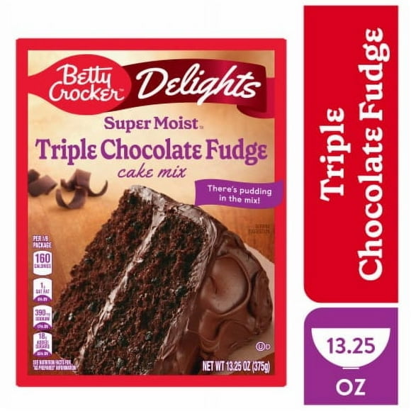 Betty Crocker Delights Super Moist Triple Chocolate Fudge Cake Mix 13.25 oz - Pack of 2