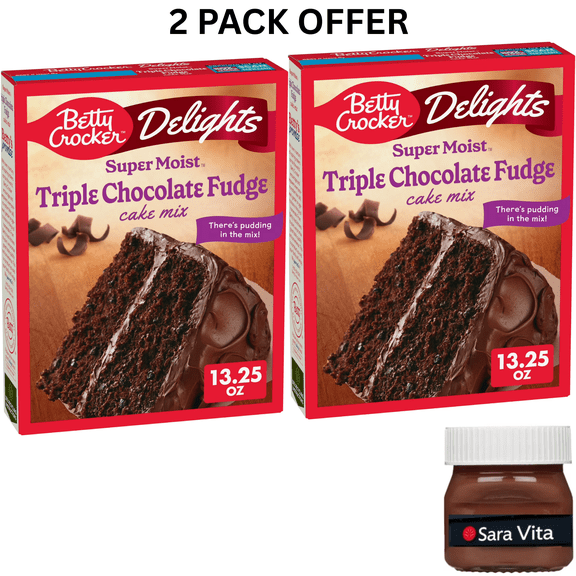 Betty Crocker Delights Super Moist Triple Chocolate Fudge Cake Mix, 13.25 oz