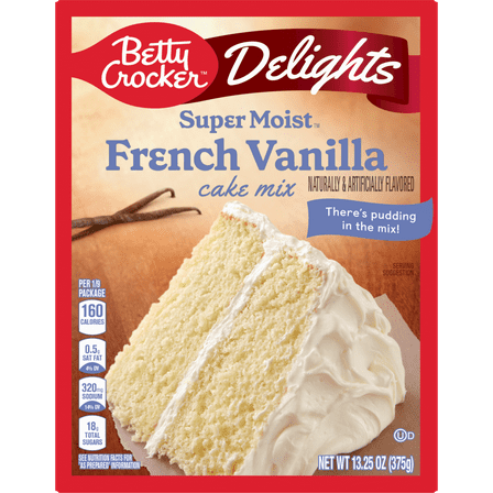 (8 pack) Betty Crocker Delights Super Moist French Vanilla Cake Mix, Holiday Baking, 13.25 oz