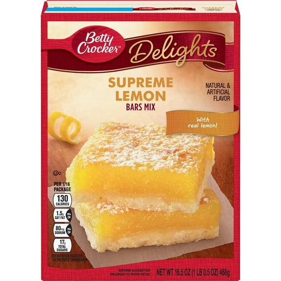 Betty Crocker Delights Supreme Lemon Dessert Bar Mix, 16.5 Oz (Pack of 10)