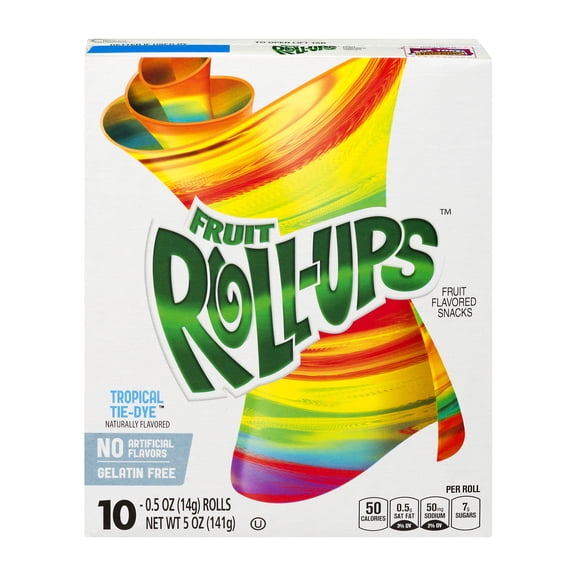 Betty Crocker Fruit Roll-Ups Fruit Flavored Snacks Tropical Tie-Dye (Pack of 10)