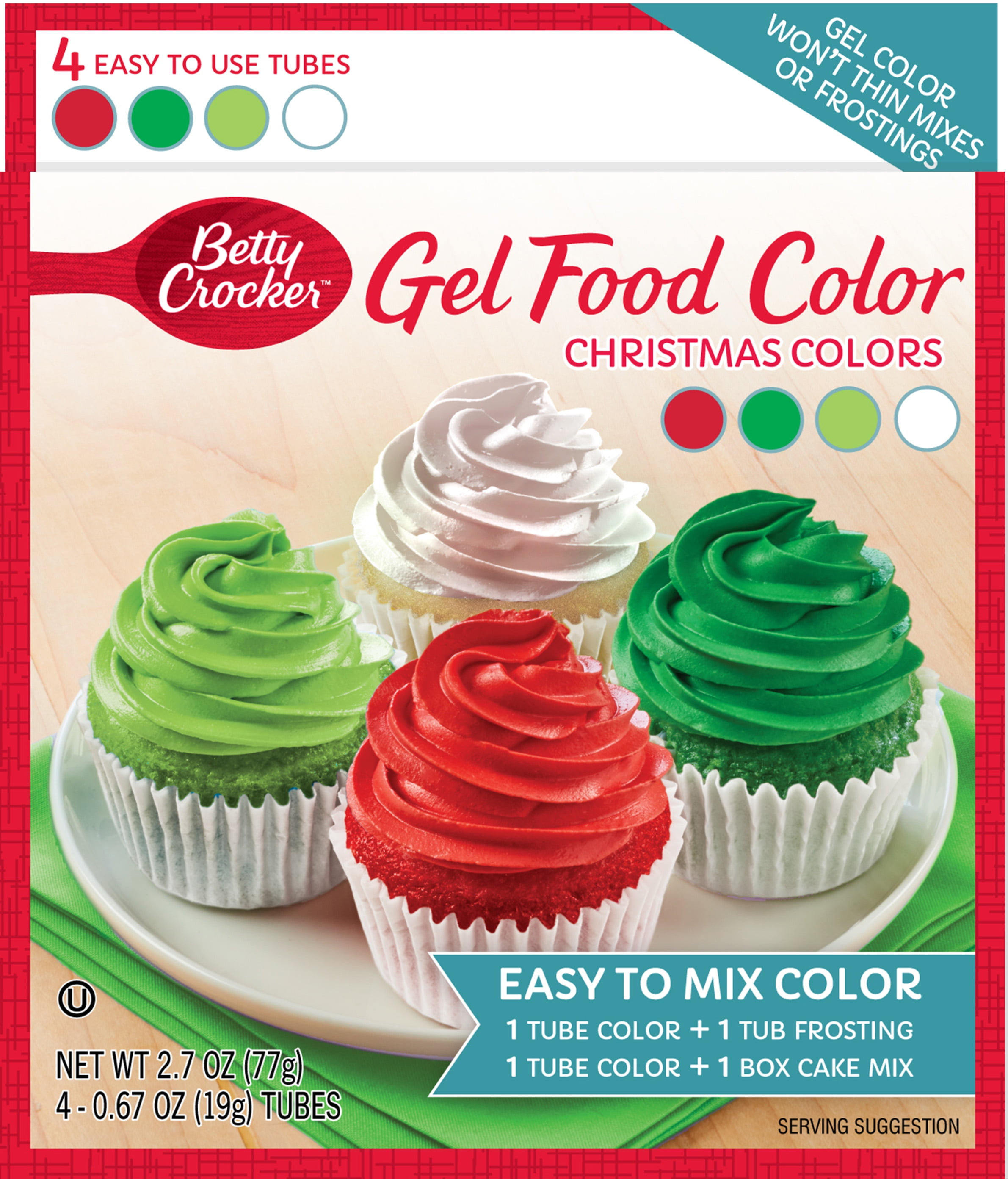 Betty Crocker Gel Food Color, Classic Colors - 4 pack, 0.67 oz tubes