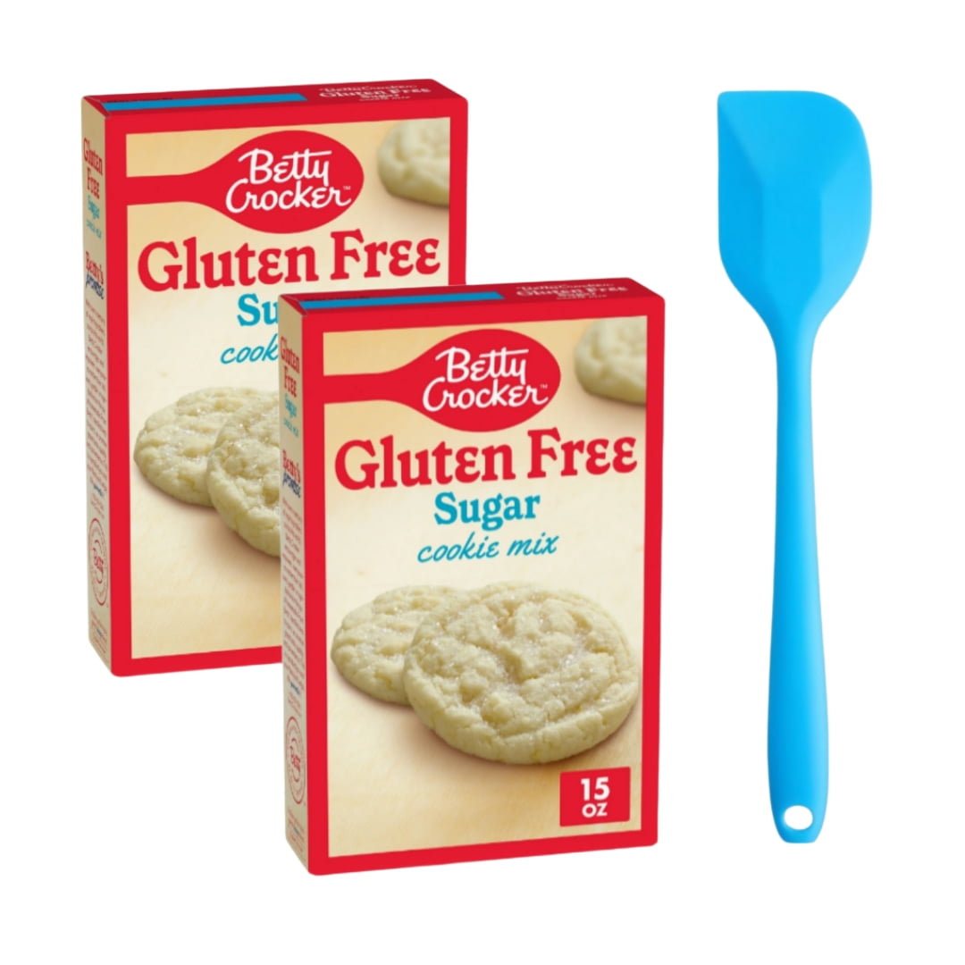 Betty Crocker Gluten Free Sugar Cookie Mix, 15 oz (2 pack) and 8in Silicone Spatula (Color Varies)