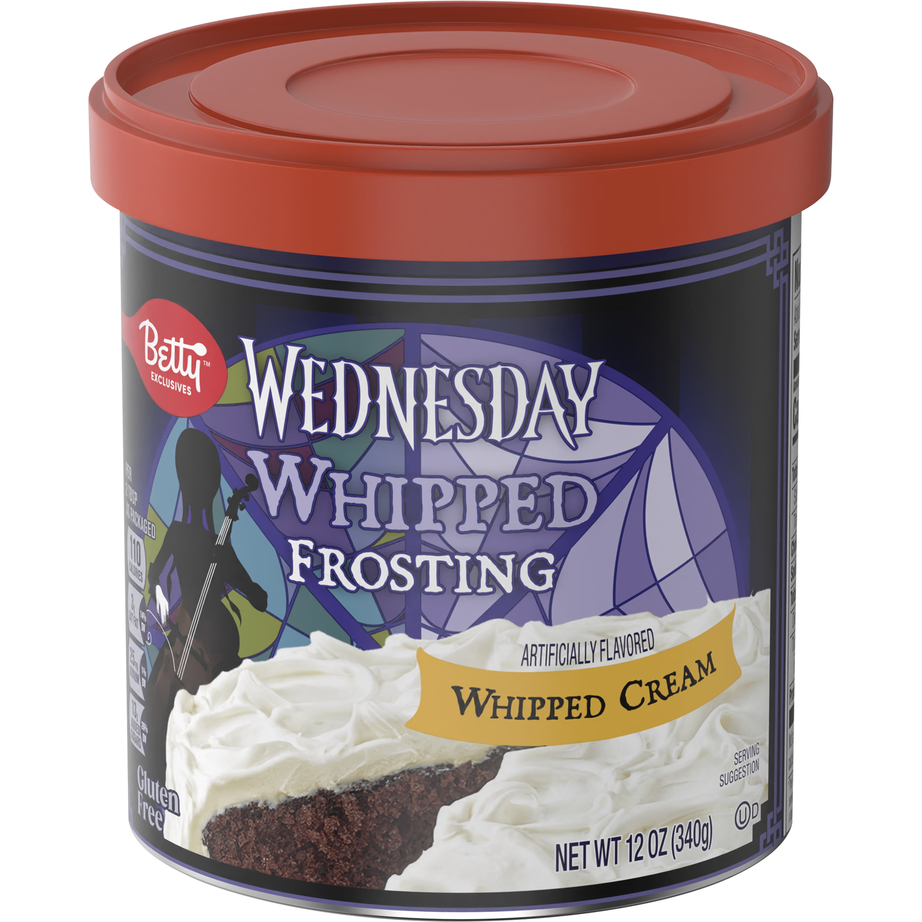 Betty Crocker Exclusives Wednesday White Whipped Cream Frosting, 12oz, Shelf Stable, Plastic Tub