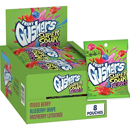 Betty Crocker Gushers Fruit Flavored Snacks, Super Sour Berry, Gluten
