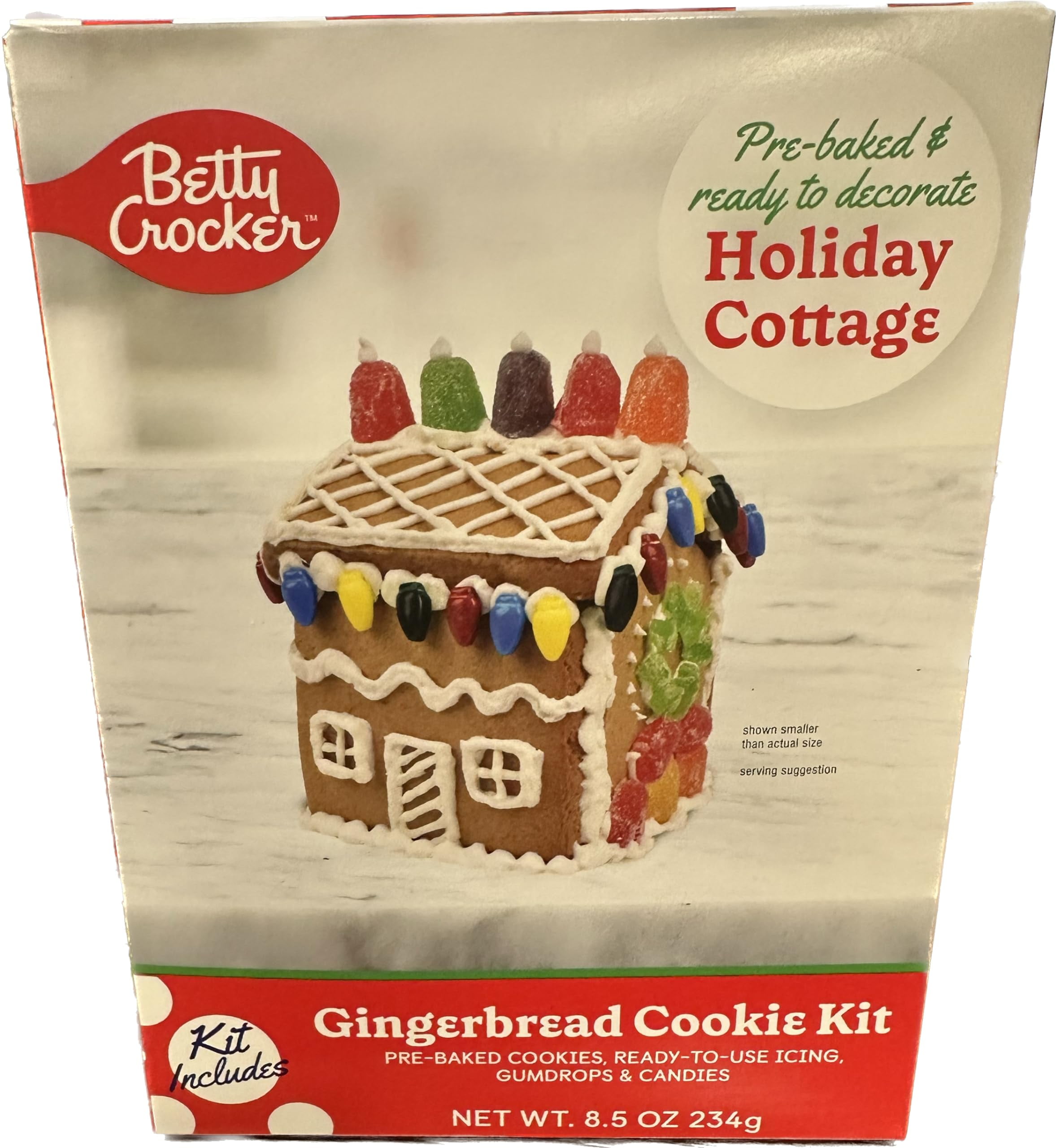 Betty Crocker Holiday Cottage Cookie Kit 8.5 Oz Includes PreBaked Gingebread Cookies, Icing
