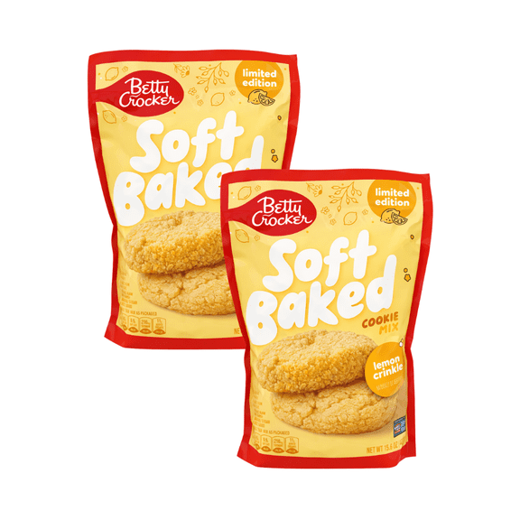 Betty Crocker Lemon Crinkle Limited Edition Soft Baked Cookie Mix, 13.9 oz Pouches 2 Pack