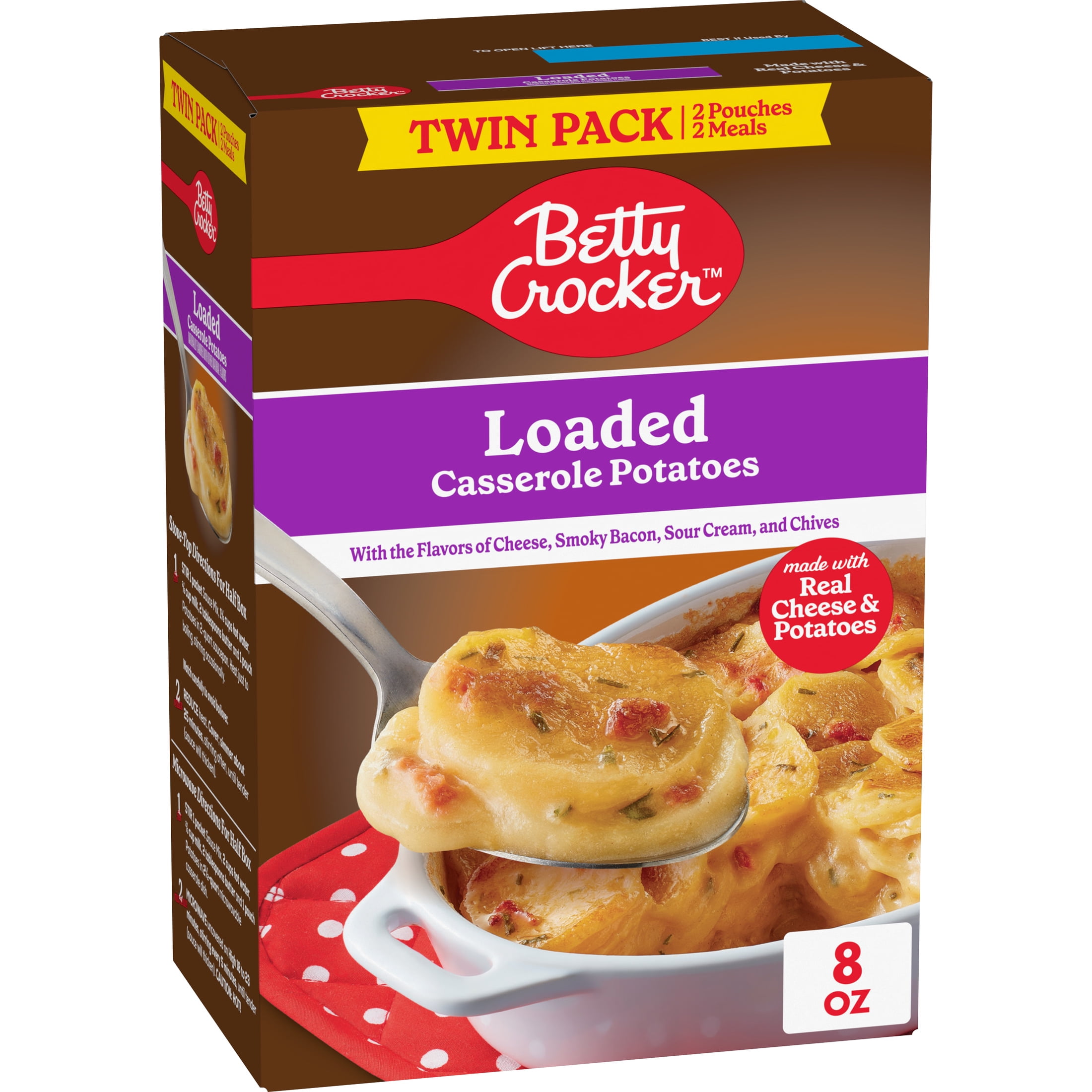 Betty Crocker Loaded Casserole Potatoes, Made with Real Cheese, Twin Pack, 8 oz Box