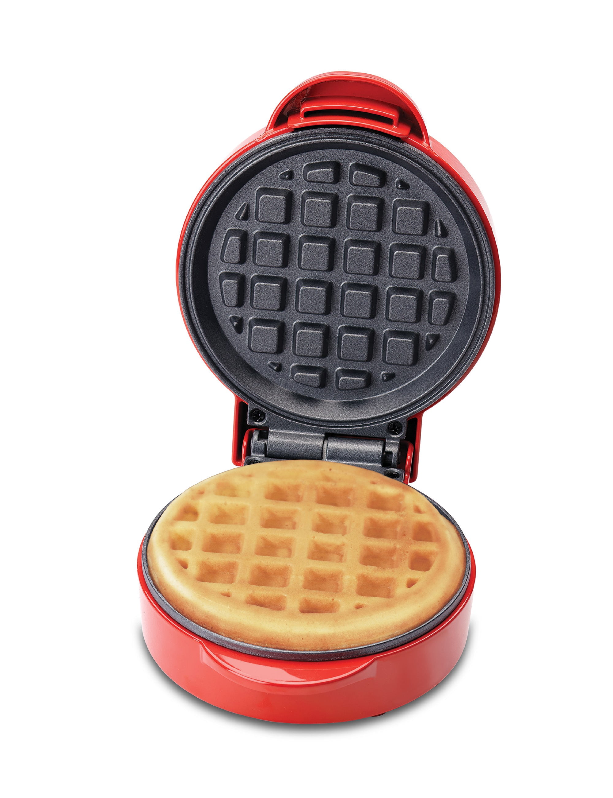 Betty Crocker Mini Waffle Maker, 550W Compact Kitchen Appliance, Quick & Even Heat for Home and Kitchen, Makes 4.5" Waffle, 4.9" Non-Stick Plates, Recipes Included, BC-4888R, Red