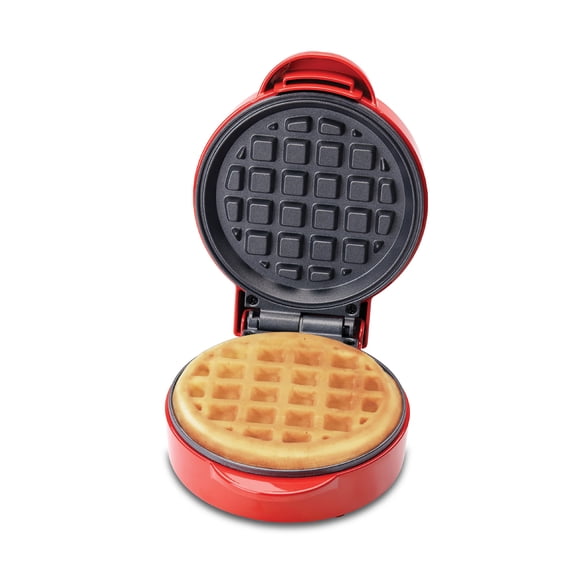 Betty Crocker Mini Waffle Maker, 550W Compact Kitchen Appliance, Quick & Even Heat for Home and Kitchen, Makes 4.5" Waffle, 4.9" Non-Stick Plates, Recipes Included, BC-4888R, Red