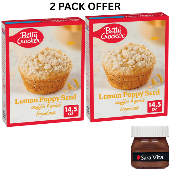 Betty Crocker Muffin and Quick Bread Mix, Lemon Poppy Seed With Streusel, 14.5 oz