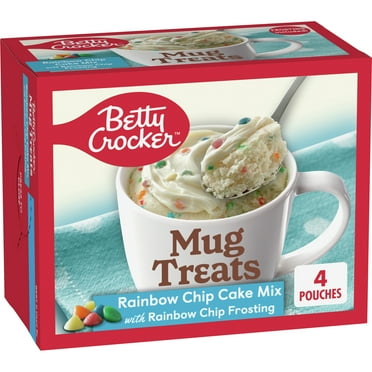 Betty Crocker Mug Treats Rainbow Chip Cake Mix with Frosting, 4 Count, 13.9oz,  Cardboard Box, New