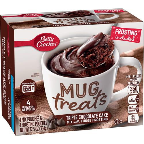 Betty Crocker Mug Treats Triple Chocolate Cake Mix With Fudge Frosting, 4 Servings, 12.5 Oz.