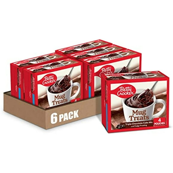 Betty Crocker Mug Treats Triple Chocolate Cake Mix with Fudge Frosting, 4 Servings, 12.5 oz. (Pack of 6)