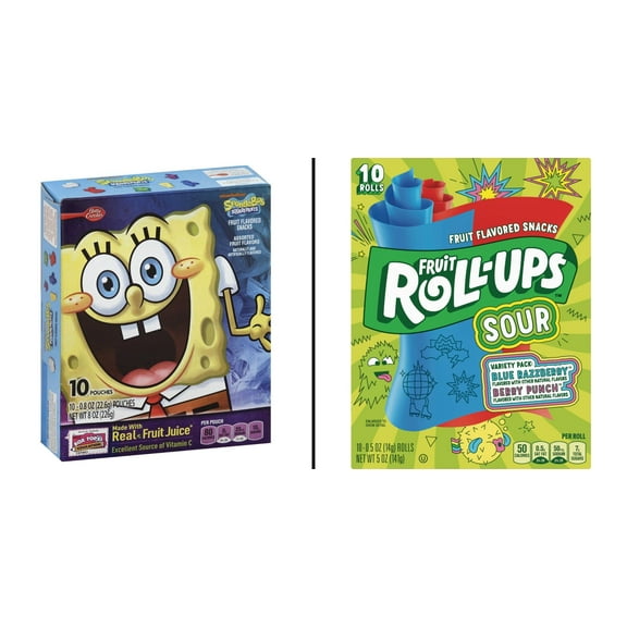 Betty Crocker Nickelodeon SpongeBob SquarePants Assorted 10 ct & Betty Crocker Fruit Roll Ups Sour Blue 10 ct