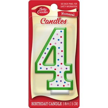 Betty Crocker Numeral Birthday Candle #4 Green (Pack of 2)