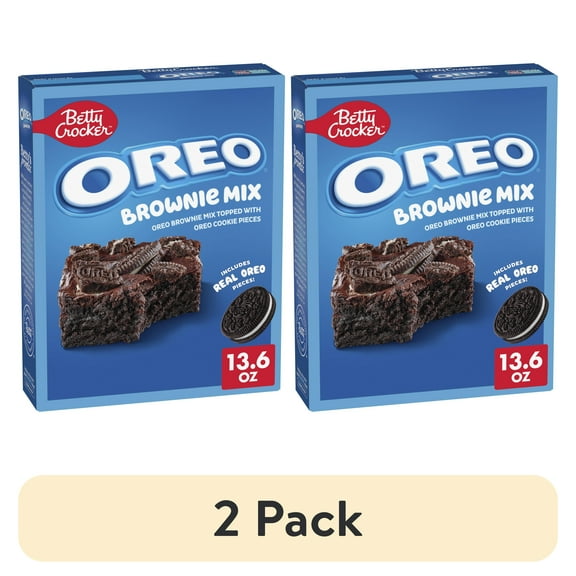 (2 pack) Betty Crocker OREO Brownie Mix, OREO Brownie Mix Topped With OREO Cookie Pieces, 13.6 oz