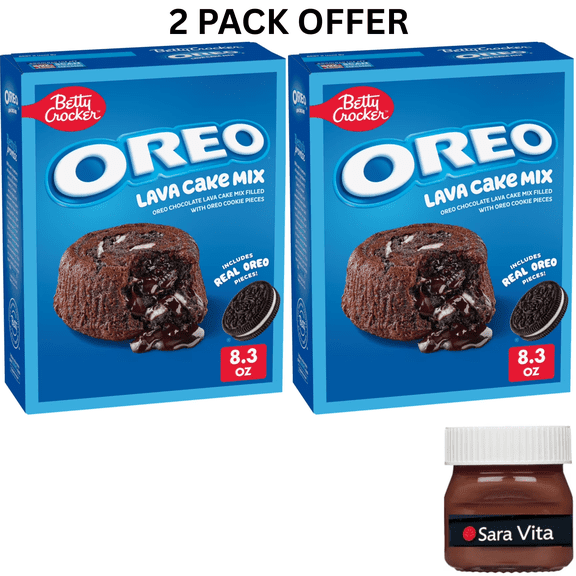 Betty Crocker OREO Lava Cake Mix, Chocolate Cake Mix With OREO Cookie Pieces, 8.3 oz