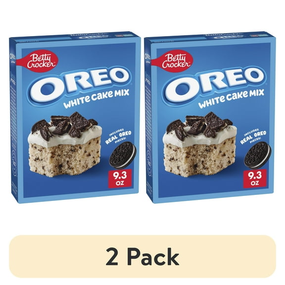 (2 pack) Betty Crocker OREO White Cake Mix, White Cake Baking Mix With OREO Cookie Pieces, 9.3 oz