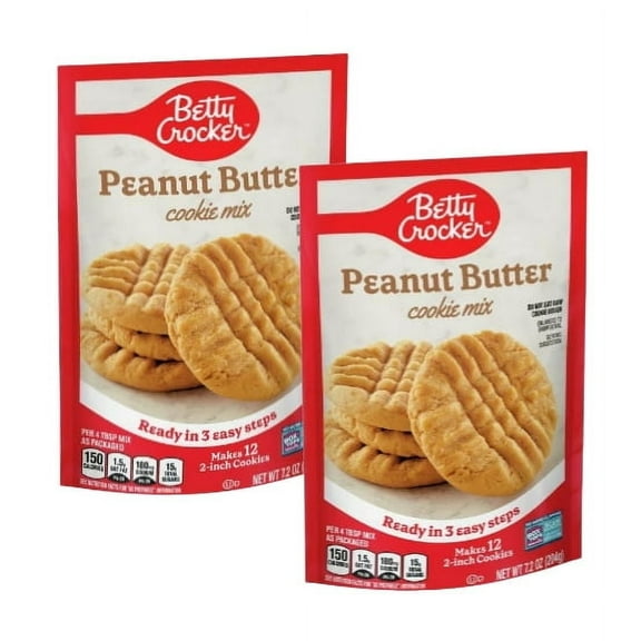 Betty Crocker Peanut Butter Cookie Mix, Makes twelve (12) 2-inch Cookies, 7.2 oz (2 pack)
