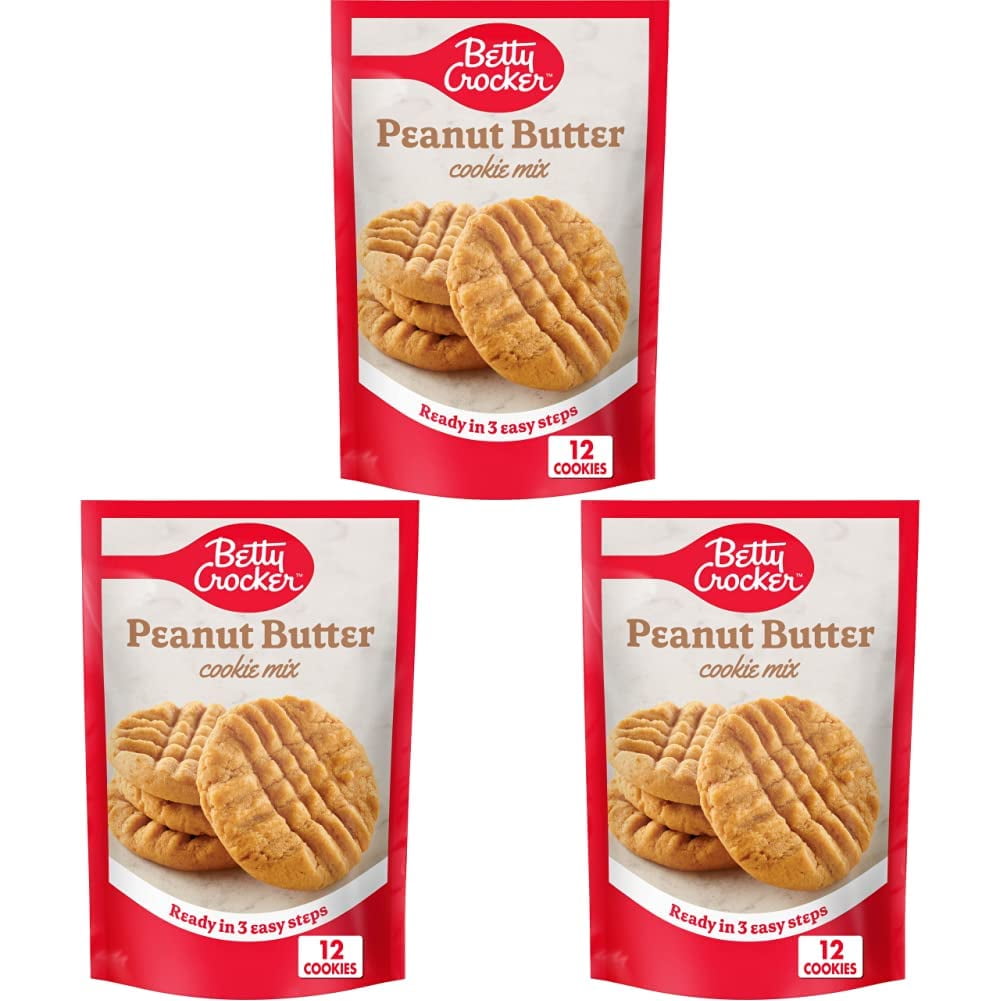 Betty Crocker Peanut Butter Snack Size Cookie Mix 7.2 Oz (Pack Of 3)
