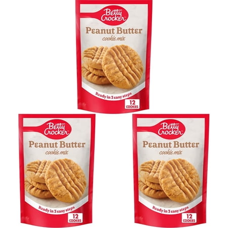Betty Crocker Peanut Butter Snack Size Cookie Mix 7.2 Oz (Pack Of 3)
