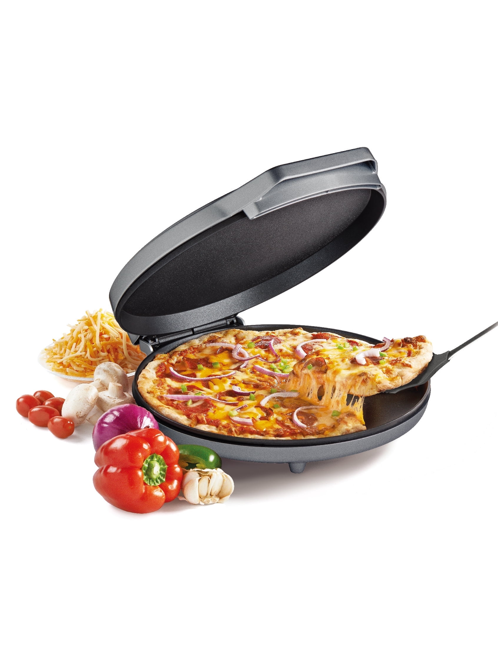 Betty Crocker 1440W Electric Indoor Pizza Maker Plus, Silver - Nonstick Griddle Pan - Walmart.com