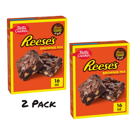 Betty Crocker REESE's Brownie Mix with REESE's Peanut Butter Chips, 2 Pack, 16 oz