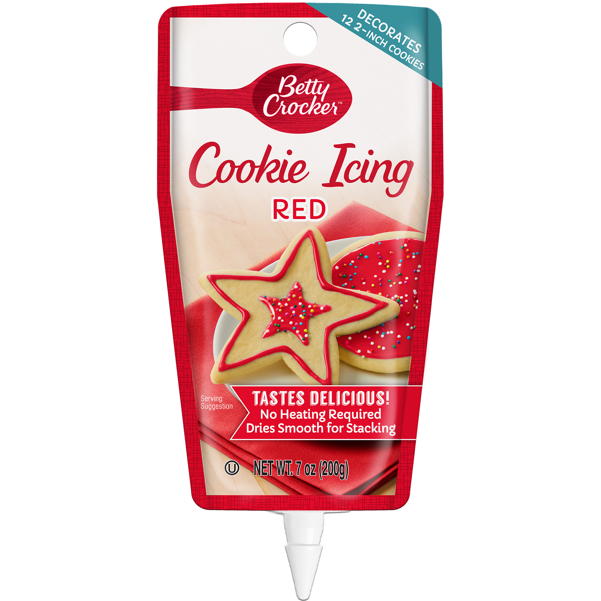 Betty Crocker Red Cookie Decorating Icing, Vanilla Flavor, 7 Ounce Pouch - image 1 of 5