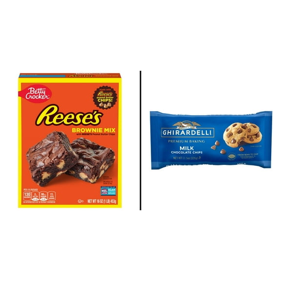 Betty Crocker Reese's Brownie Mix 16 oz & Ghirardelli Premium Baking Milk Chocolate 11.5 oz