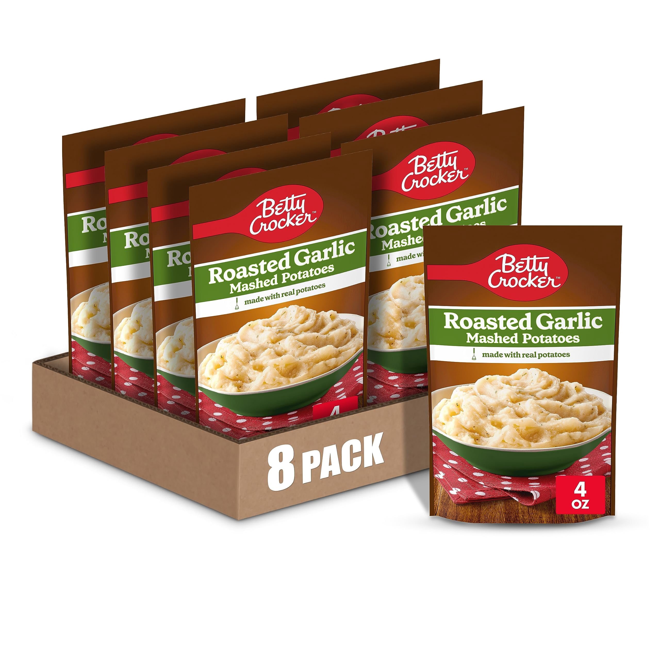 Betty Crocker Roasted Garlic Mashed Potatoes, 4 Oz. (Pack Of 8