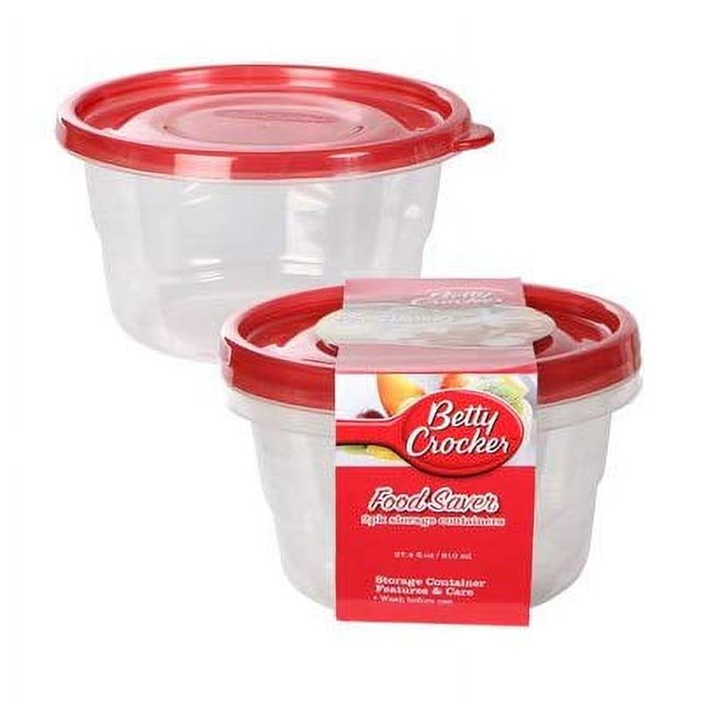 Betty Crocker Round Plastic Food Saver Storage Containers, 2ct. Packs